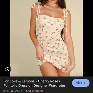 For Love and Lemons Cherry Roses Pointelle Dress – Size M